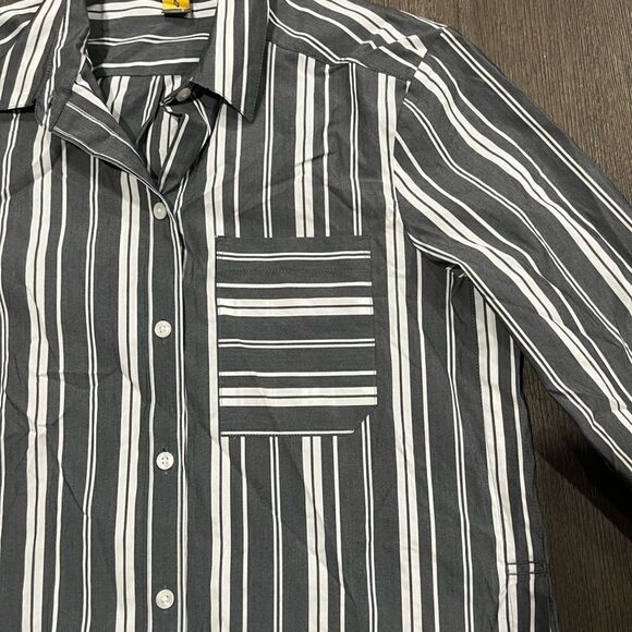 NWOT Eddie Bauer Womens Striped Button Down Shirt Green White Size S - Picture 3 of 7